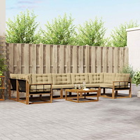 vidaXL Utomhussoffset med kudde 8 pcs Naturlig och Beige