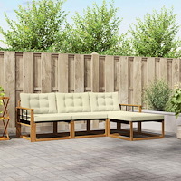 vidaXL Utomhussoffset med kudde 4 pcs Naturlig och Grädde