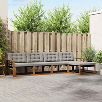 vidaXL Utomhussoffset med kudde 5 pcs Naturlig och Ljus Grå