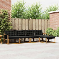 vidaXL Utomhussoffset med kudde 5 pcs Naturlig och svart