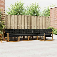 vidaXL Utomhussoffset med kudde 5 pcs Naturlig och svart