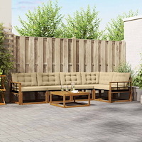vidaXL Utomhussoffset med kudde 6 pcs Naturlig och Beige