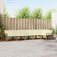 vidaXL Utomhussoffset med kudde 6 pcs Naturlig och Grädde