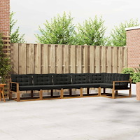 vidaXL Utomhussoffset med kudde 6 pcs Naturlig och svart