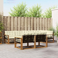 vidaXL Utomhussoffset med kudde 7 pcs Naturlig och Grädde