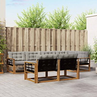 vidaXL Utomhussoffset med kudde 7 pcs Naturlig och Ljus Grå