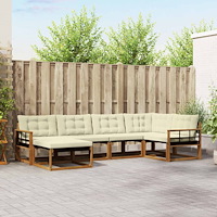 vidaXL Utomhussoffset med kudde 6 pcs Naturlig och Grädde