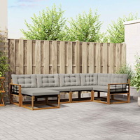 vidaXL Utomhussoffset med kudde 6 pcs Naturlig och Ljus Grå