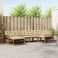 vidaXL Utomhussoffset med kudde 6 pcs Naturlig och Beige