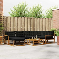 vidaXL Utomhussoffset 19 pcs Naturlig och svart Massivt Akaciaträ