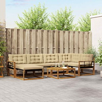 vidaXL Utomhussoffset 19 pcs Naturlig och Beige Massivt Akaciaträ