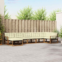 vidaXL Utomhussoffset med kudde 7 pcs Naturlig och Grädde