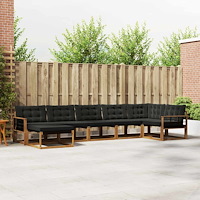 vidaXL Utomhussoffset med kudde 7 pcs Naturlig och svart