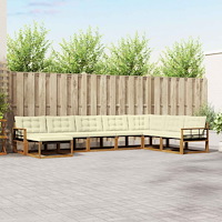 vidaXL Utomhussoffset med kudde 8 pcs Naturlig och Grädde