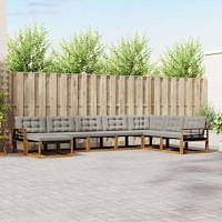 vidaXL Utomhussoffset med kudde 8 pcs Naturlig och Ljus Grå