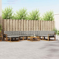 vidaXL Utomhussoffset 9 pcs Naturlig och Ljus Grå Massivt Akaciaträ