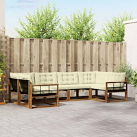 vidaXL Utomhussoffset med kudde 6 pcs Naturlig och Grädde