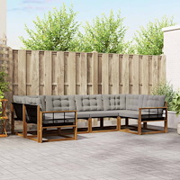 vidaXL Utomhussoffset med kudde 6 pcs Naturlig och Ljus Grå