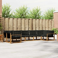 vidaXL Utomhussoffset med kudde 7 pcs Naturlig och svart