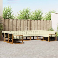 vidaXL Utomhussoffset med kudde 9 pcs Naturlig och Grädde