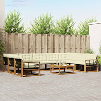 vidaXL Utomhussoffset med kudde 10 pcs Naturlig och Grädde