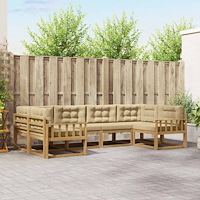 vidaXL Utomhussoffset med kudde 6 pcs Vit och Beige