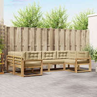vidaXL Utomhussoffset med kudde 6 pcs Vit och Beige
