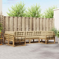 vidaXL Utomhussoffset med kudde 6 pcs Vit och Beige