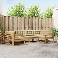 vidaXL Utomhussoffset med kudde 6 pcs Vit och Beige
