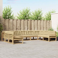 vidaXL Utomhussoffset med kudde 9 pcs Vit och Beige