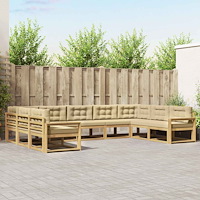 vidaXL Utomhussoffset med kudde 9 pcs Vit och Beige