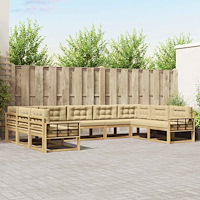 vidaXL Utomhussoffset med kudde 9 pcs Vit och Beige