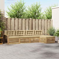 vidaXL Utomhussoffset 5 st Vit och Beige Polyester