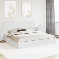 vidaXL Sängram med förvaring och huvudgavel Vit 180 x 200 cm
