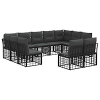 vidaXL Utomhussoffset Svart och Mörkgrå Polyester