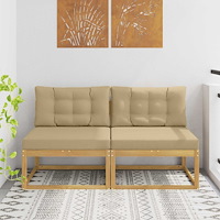 vidaXL 2 Stycke Utomhus Mellansoffa Polyester Vit