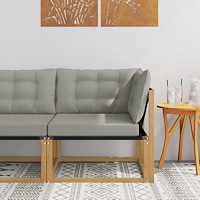 vidaXL Utehörnsoffa Massivt Akaciaträ och Textilene Vit