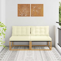 vidaXL Utomhus Mellansoffa Massivt Akaciaträ och Textilene Vit