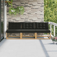 vidaXL Utomhus Mellansoffa Massivt Akaciaträ och Textilene Vit