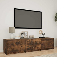 vidaXL TV-bänk med LED Rökt Ek 165 x 34 x 40 cm Konstruerat trä