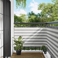 vidaXL Balkong Skärm Ljusgrå och vit. 90 x 200 cm PU-belagt oxford alu