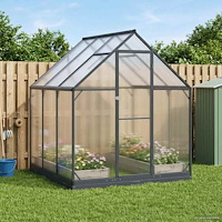 vidaXL Trädgård Växthus med dörr Antracit 183,5 x 183,5 x 207 cm