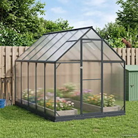 vidaXL Trädgård Växthus med dörr Antracit 183,5 x 303,5 x 207 cm