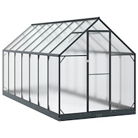 vidaXL Trädgård Växthus med dörr Antracit 183,5 x 423,5 x 207 cm