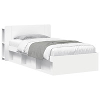 vidaXL Sängram med förvaring Vit 75 x 190 cm Konstruerat trä