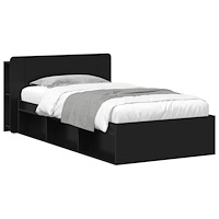 vidaXL Sängram med förvaring Svart 90 x 200 cm Konstruerat trä