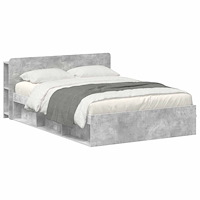 vidaXL Sängram med förvaring Betonggrå 140 x 200 cm Konstruerat trä
