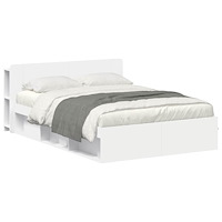 vidaXL Sängram med förvaring Vit 140 x 200 cm Konstruerat trä
