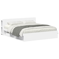 vidaXL Sängram med förvaring Vit 180 x 200 cm Konstruerat trä