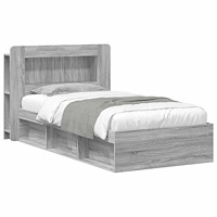 vidaXL Sängram med förvaring Grå Sonoma 75 x 190 cm Konstruerat trä